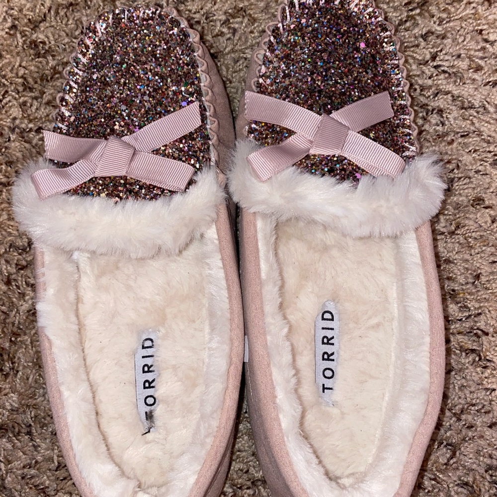 Rose gold/blush pink sequined moccasins